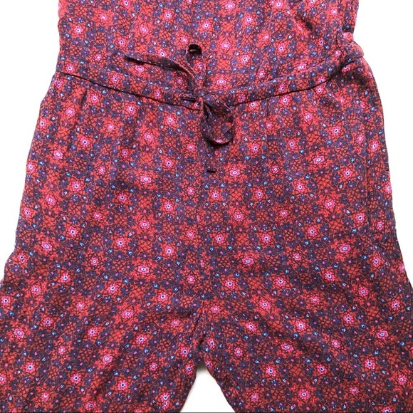 Free People Sunset Jumpsuit Red Floral Strappy Backless Boho - Picture 8 of 16